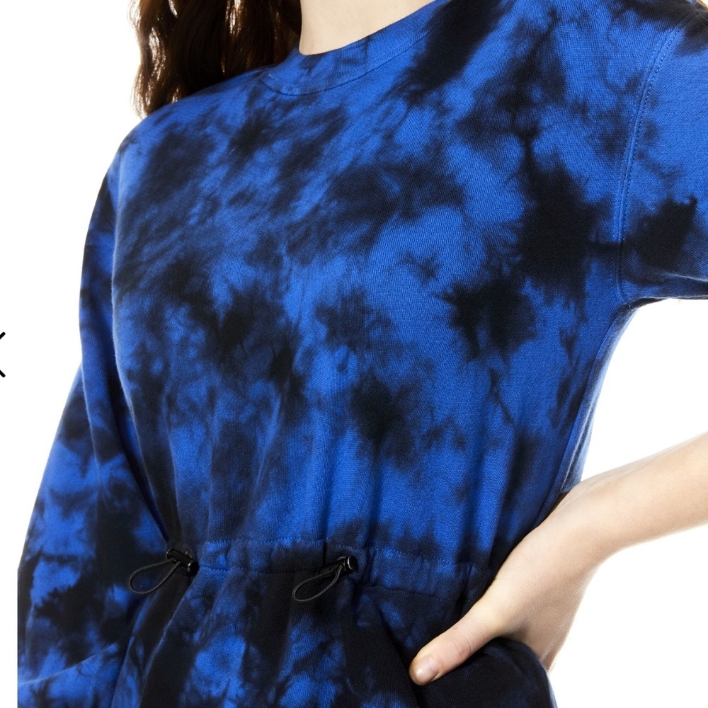 NWT Alice + Olivia Heeda Tie Dye Blue Black Mini Dress Size Medium - Picture 3 of 11